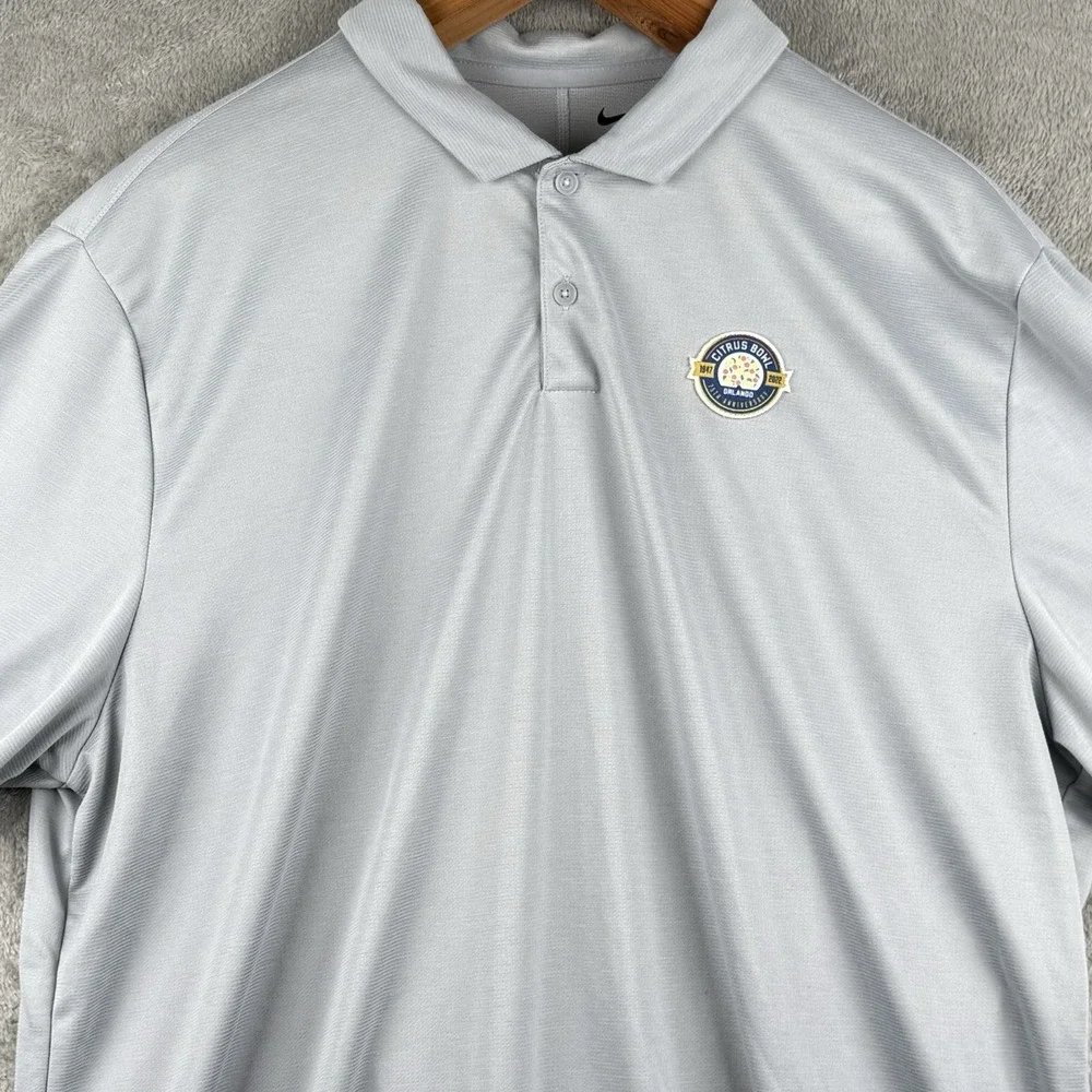 Nike Polo Shirt Mens 2XL Gray‎ Performance Dri-Fit Golf 75th Citrus Bowl Orlando